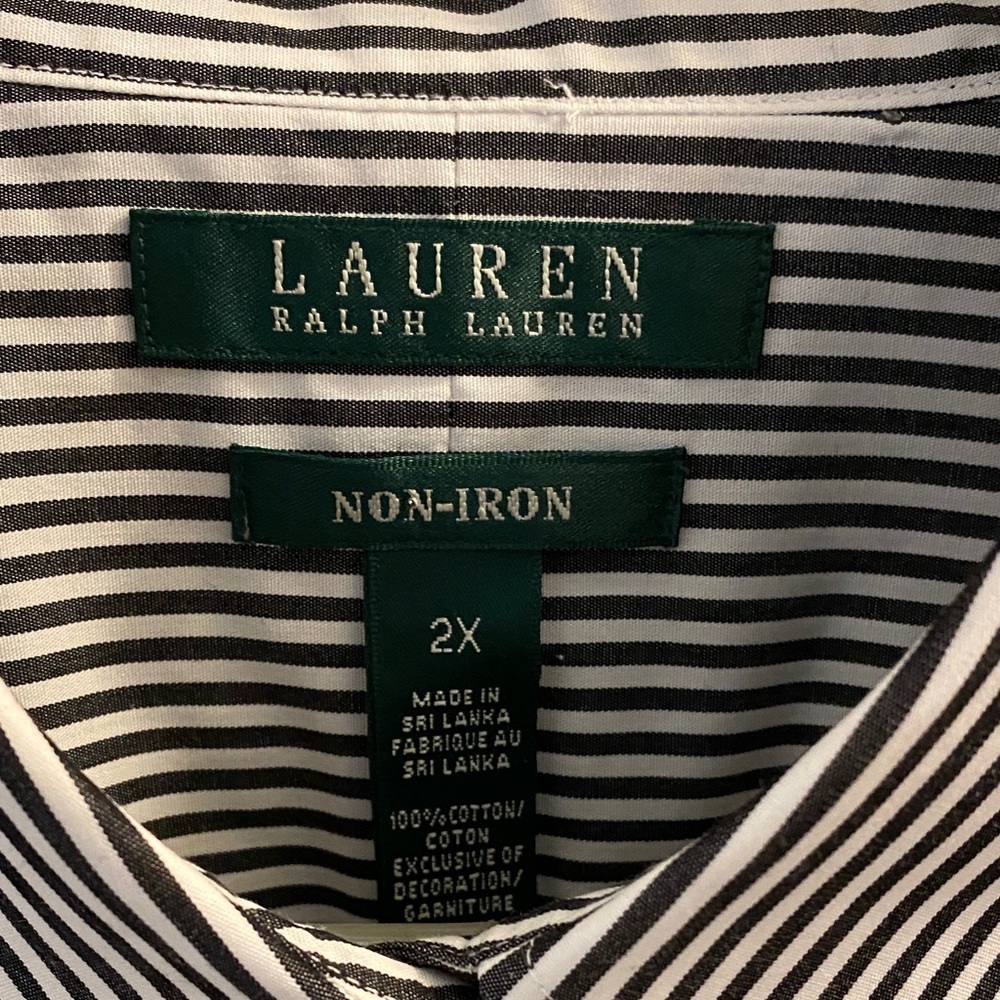 Women’s Lauren Ralph Lauren Black/White Striped Blouse NWT - Picture 2 of 5